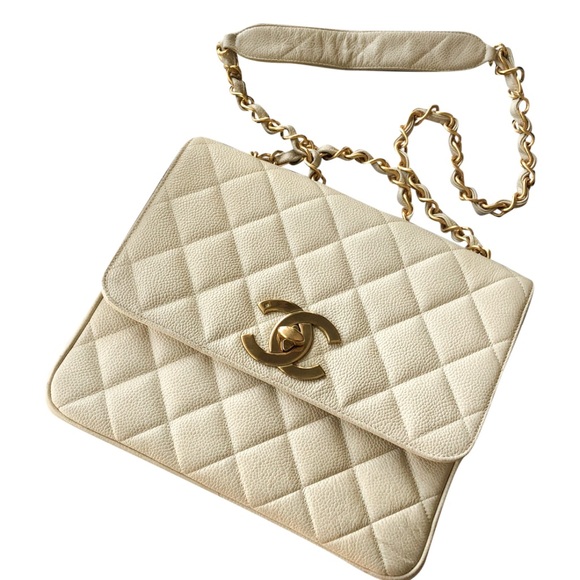 CHANEL Handbags - Vintage Chanel Jumbo Square Classic Flap Caviar Leather